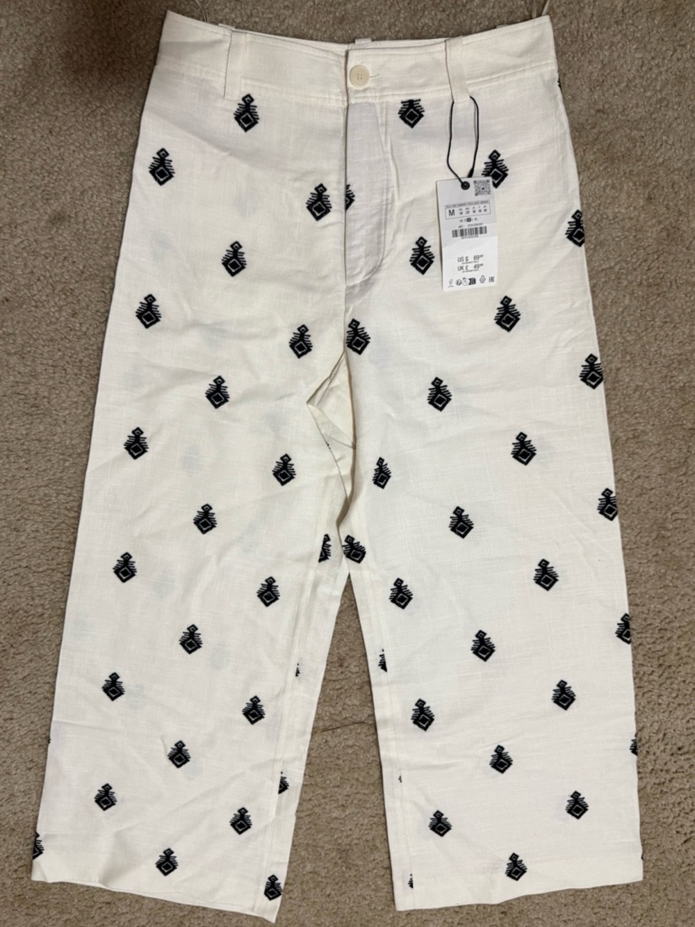 ZARA CONTRAST EMBROIDERED CULOTTES - Picture 11 of 11